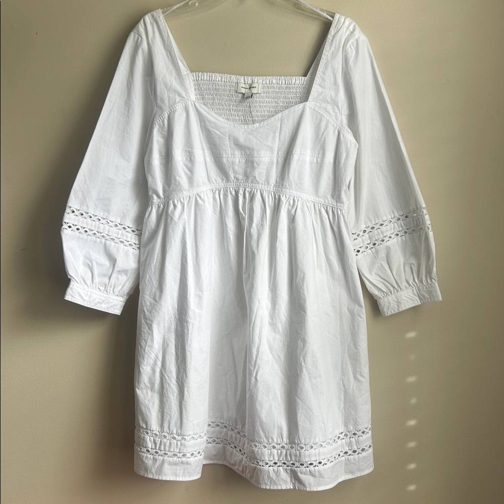 Banana Republic eyelet gathered-waist mini dress white size large nwt - Picture 4 of 9